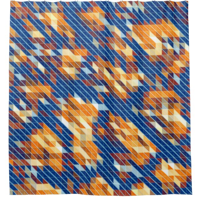 Blue Orange Yellow COOL Pattern Shower Curtain (Front)