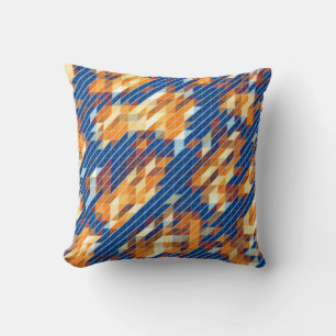 Blue Orange Yellow COOL Pattern Throw Pillow