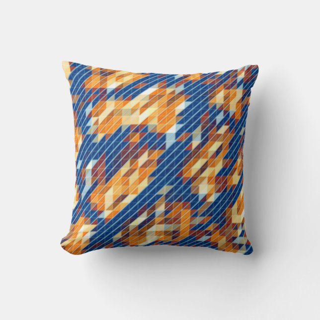 Blue Orange Yellow COOL Pattern Throw Pillow (Front)