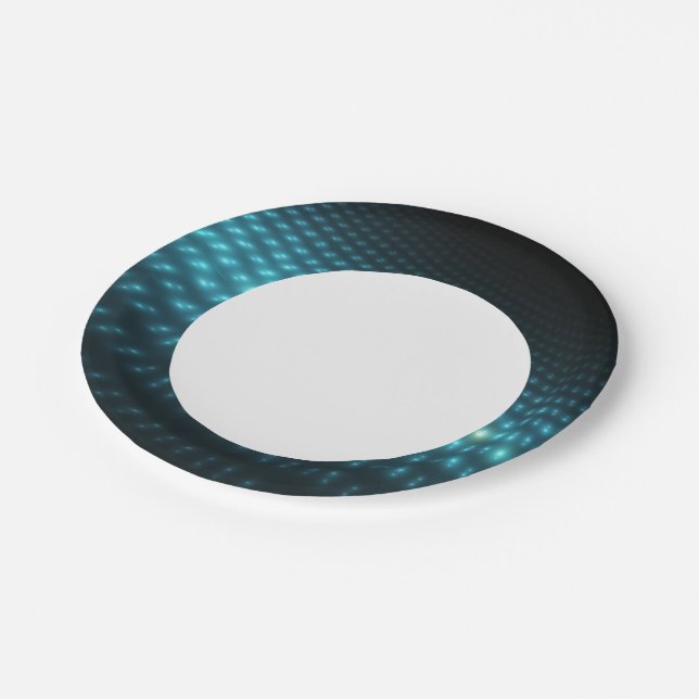 Blue Orbs 3D Paper Plates (Angled)