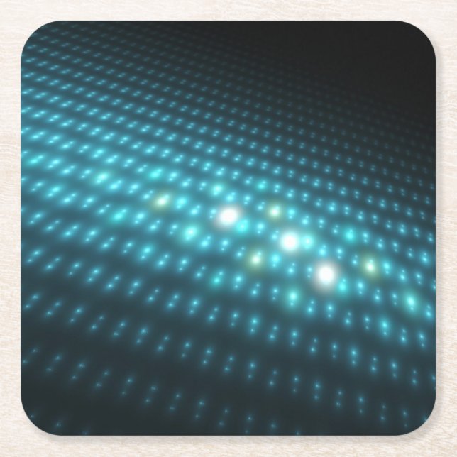 Blue Orbs 3D Square Paper Coaster (Front)