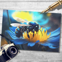 Blue Orchard Mason Bee Decoupage Paper