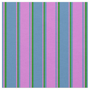 Blue, Orchid, and Green Pattern of Stripes Fabric