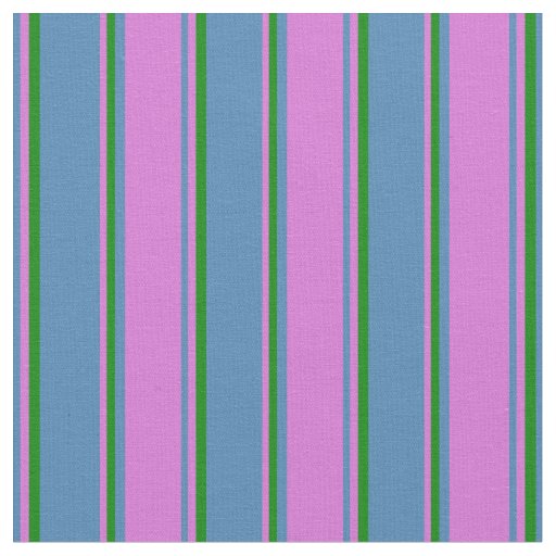 Blue, Orchid, and Green Pattern of Stripes Fabric