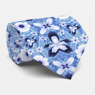 Blue Orchid Artistic Flower Fractal Art Pattern Neck Tie