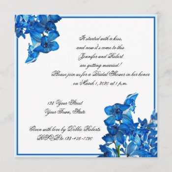 Blue Orchid Bridal Shower Invitation by NoteableExpressions at Zazzle