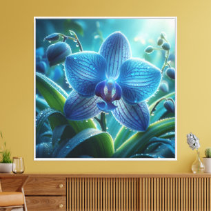Blue Orchid Floral  Canvas Print