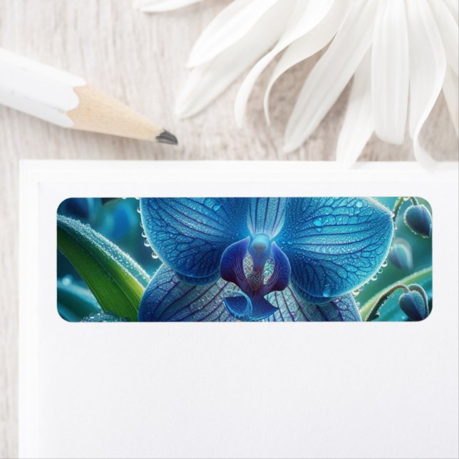 Blue Orchid Floral  Label (Insitu)