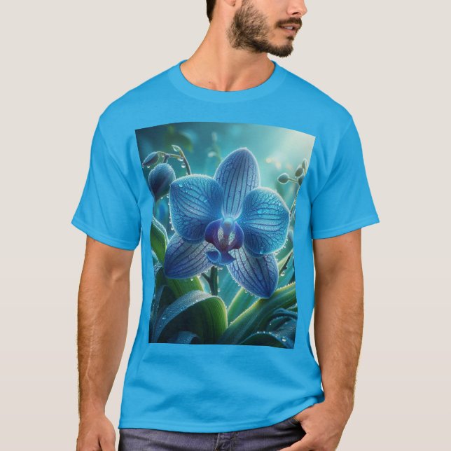 Blue Orchid Floral  T-Shirt (Front)