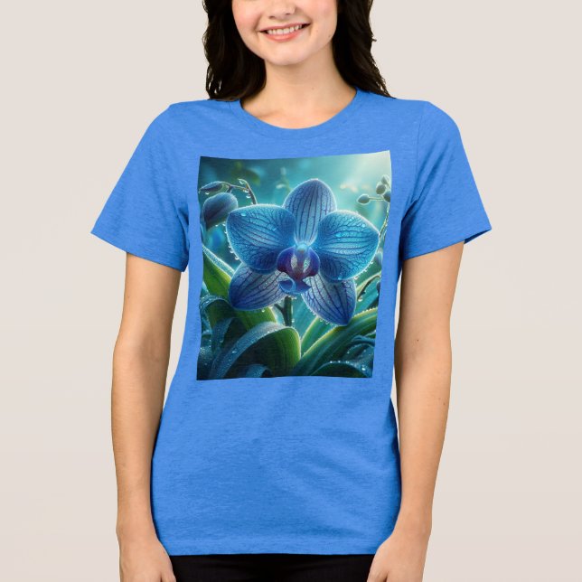 Blue Orchid Floral  Tri-Blend Shirt (Front)