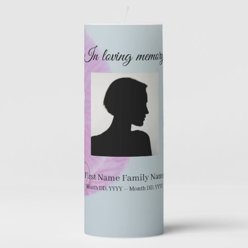 Blue orchid funeral memorial pillar candle