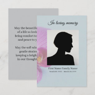 Blue orchid funeral prayer card