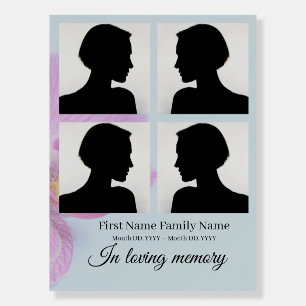 Blue orchid funeral welcome sign bord collage