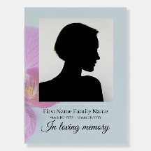 Blue orchid funeral welcome sign foam bord
