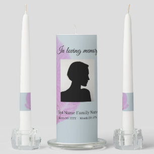 Blue orchid memorial funeral unity candle set