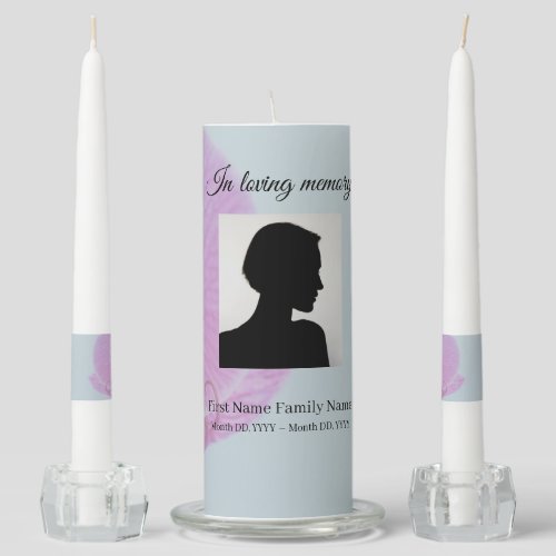 Blue orchid memorial funeral unity candle set