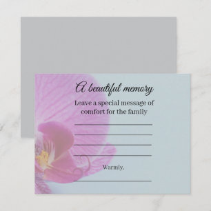 Blue orchid memorial message card