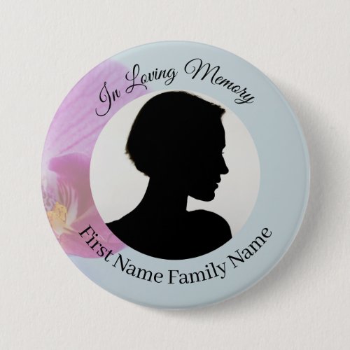 Blue orchid memorial photo button