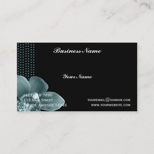 Customizable Blue Orchid on Black Business Card
