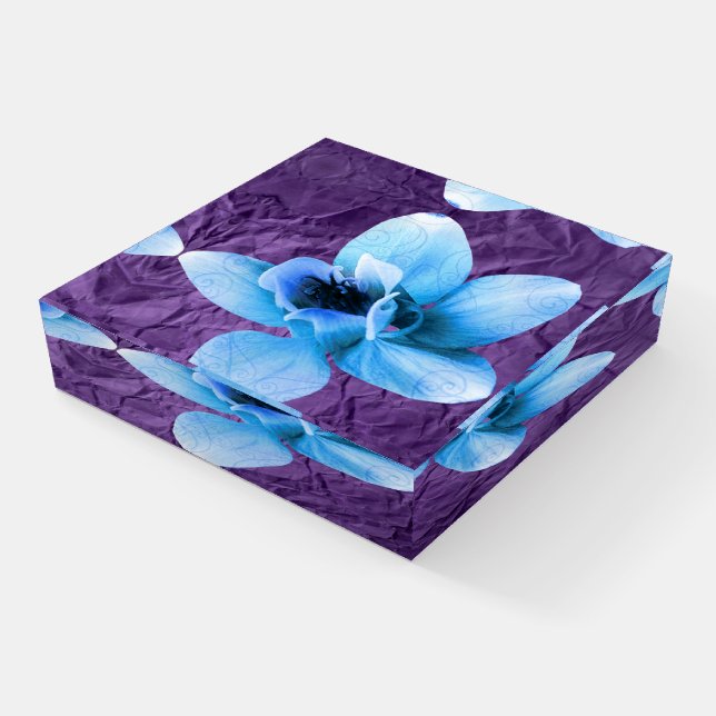 Blue orchid paperweight (Angled)