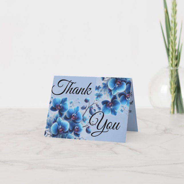 Blue orchid printed thank you card (Front)