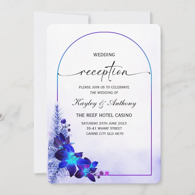 Blue Orchid Reception Invitation (Front)
