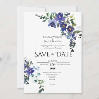 Blue Orchid Save the Date Wedding Invitation