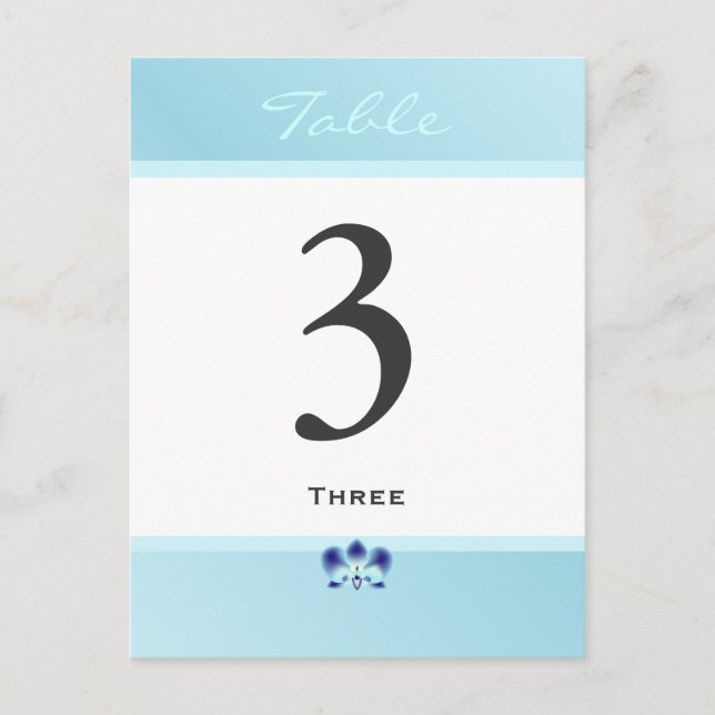 Blue Orchid Table Number Card (Front)