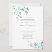 Blue Orchid Watercolor Flowers Wedding Invitation (Front)