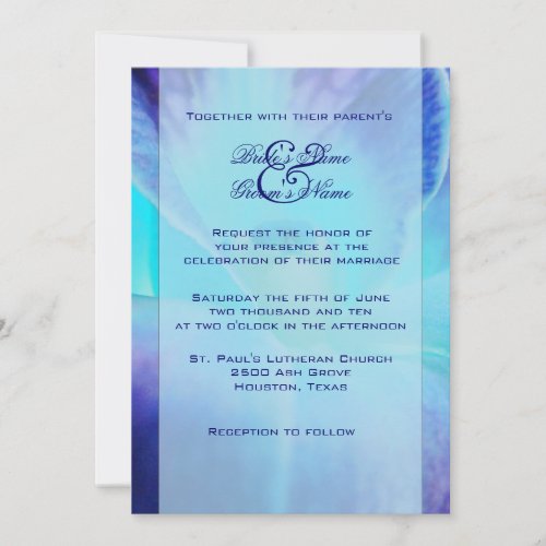 Blue Orchid Wedding Invitation