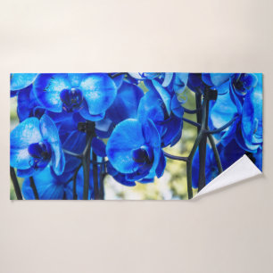 Blue orchids bath towel