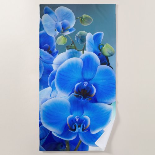 Blue Orchids Beach Towel