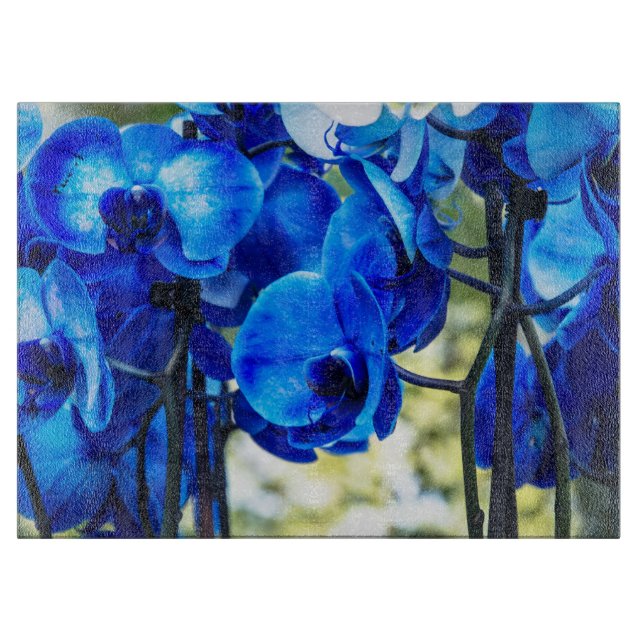 Blue orchids cutting board (Front)