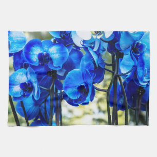 Blue orchids kitchen towel