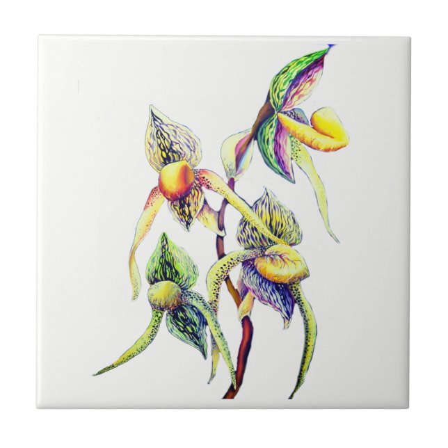 Blue orchids  painting ceramic tile (Front)