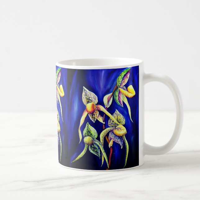 Blue orchids  painting coffee mug (Right)