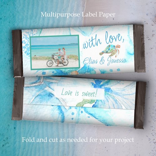 Blue Orchids Sea Turtle Wedding Candy Bar Wrapper