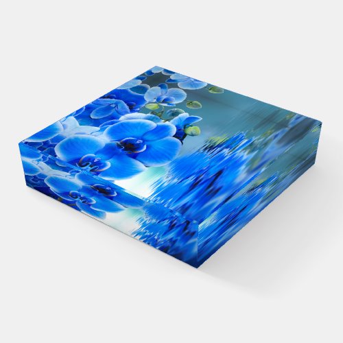 Blue Orchids Square Paperweight