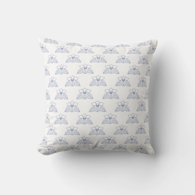 Blue Orchids Throw Pillow (Front)
