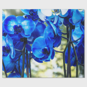 Blue orchids wrapping paper