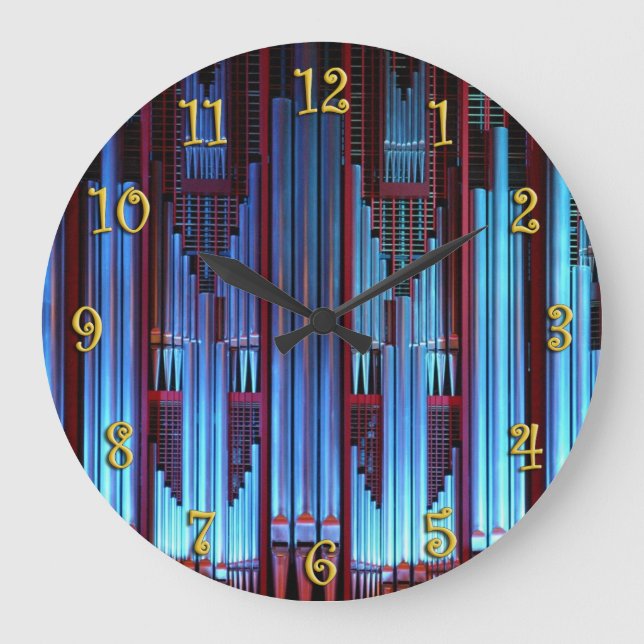 Blue organ pipes large clock (Front)