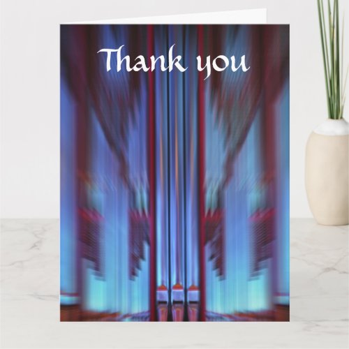 Blue organ pipes large thank you card
