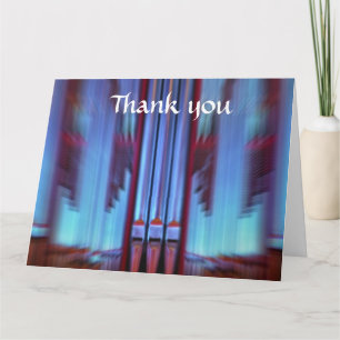 Blue organ pipes large thank you card -horizontal