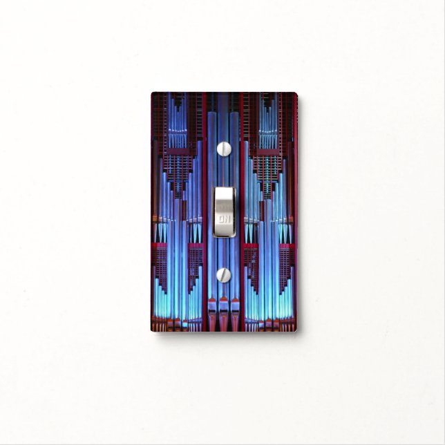 Blue organ pipes light switch cover (In Situ)