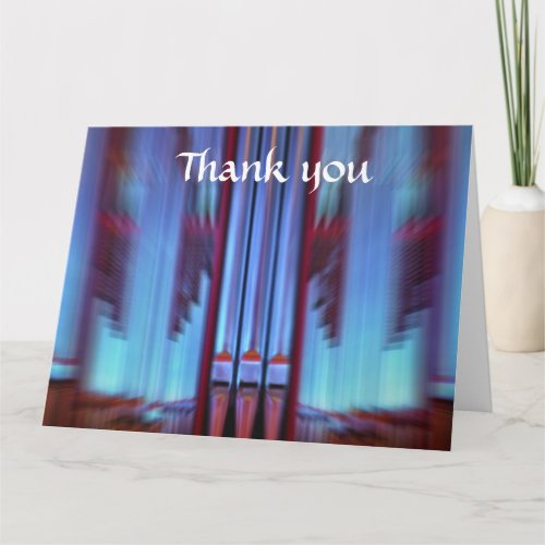 Blue organ pipes wide thank you card horizontal