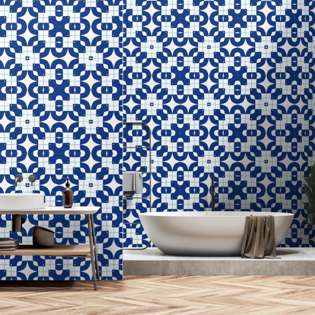 Blue oriental decor wallpaper  (Bathroom)