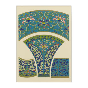 Blue Oriental Designs with Smiling Faces Acrylic Print