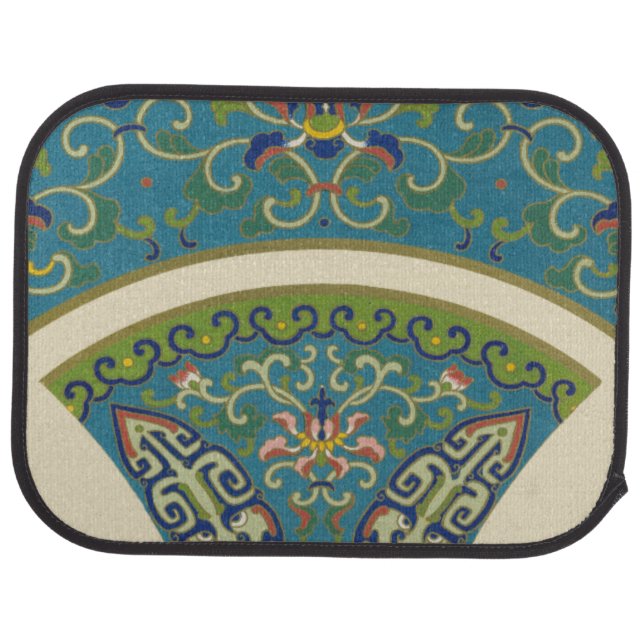 Blue Oriental Designs with Smiling Faces Car Mat (Rear)