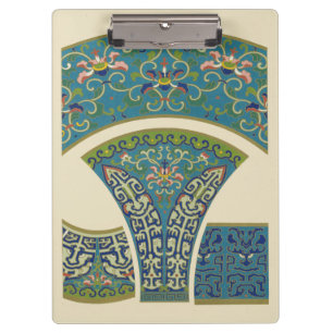 Blue Oriental Designs with Smiling Faces Clipboard