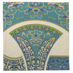 Blue Oriental Designs with Smiling Faces Cloth Napkin